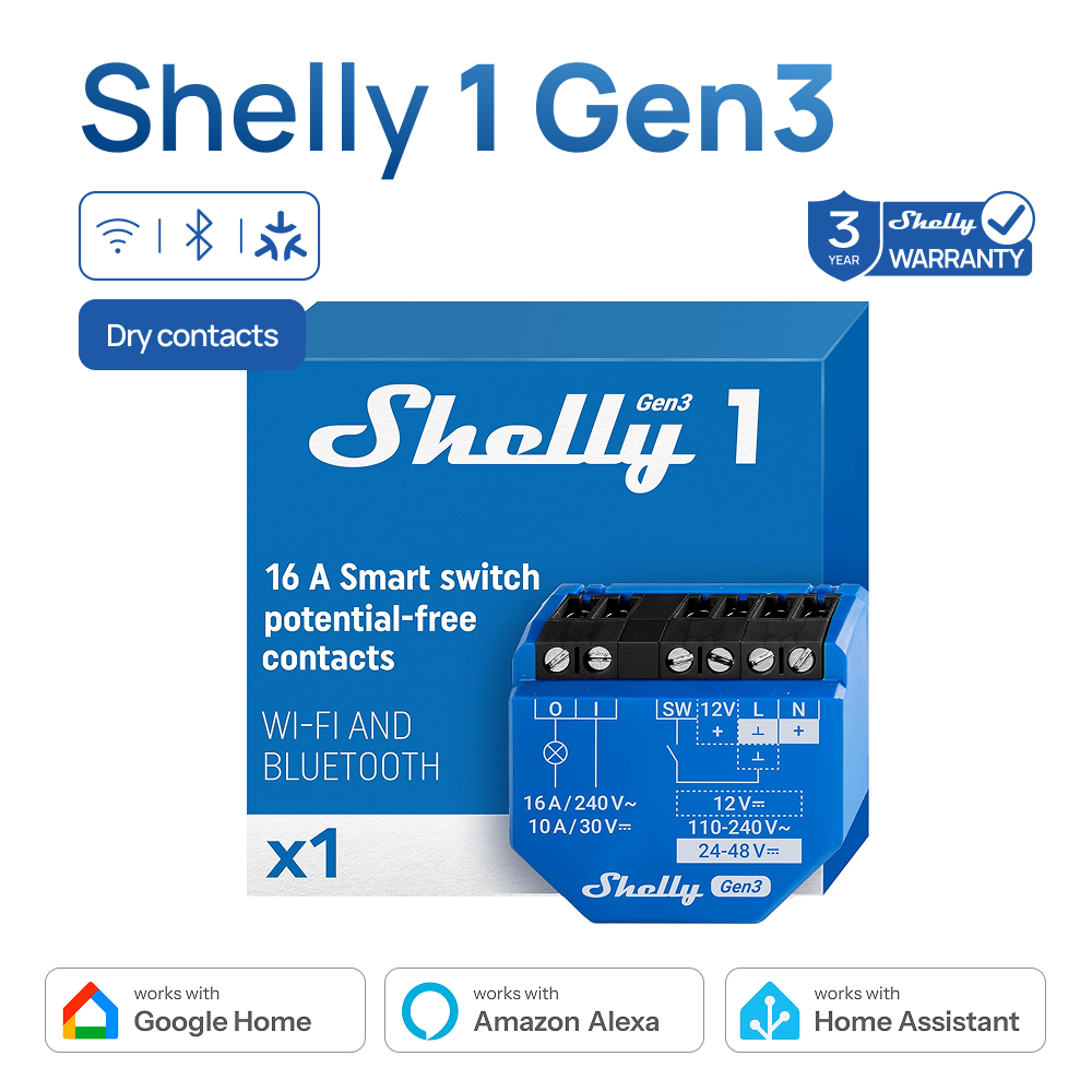 Shelly Relay Module - Inteligentny przełącznik suchy Shelly 1 Gen3