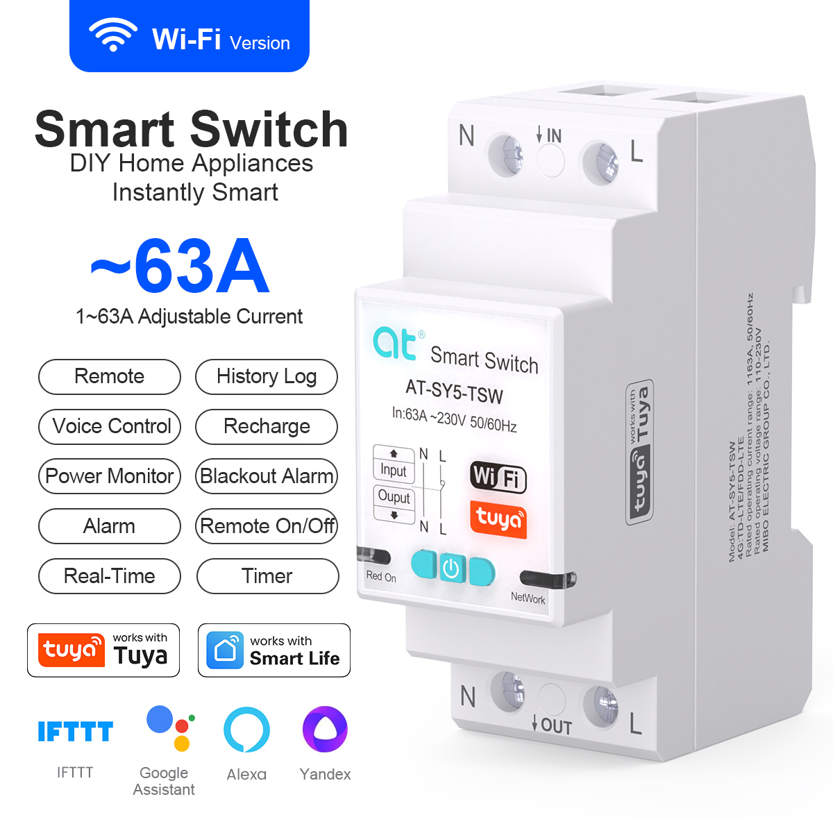 Home Automation Industry - Inteligentny wyłącznik obwodu Tuya WiFi Bezprzewodowy