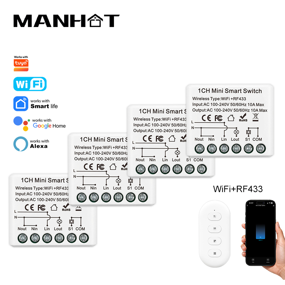 Home Automation Ideas - Miniaturowy inteligentny przełącznik WIFI 10A RF433Mhz