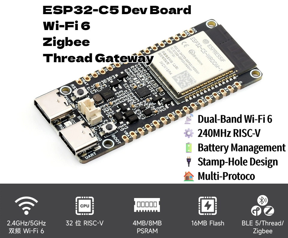 Matter Hub Thread - Płytka rozwojowa ESP32-C5 z dwuzakresowym Wi-Fi